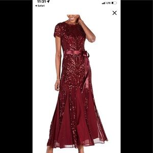 R&M Richards one piece short sleeve embellished sequins gown